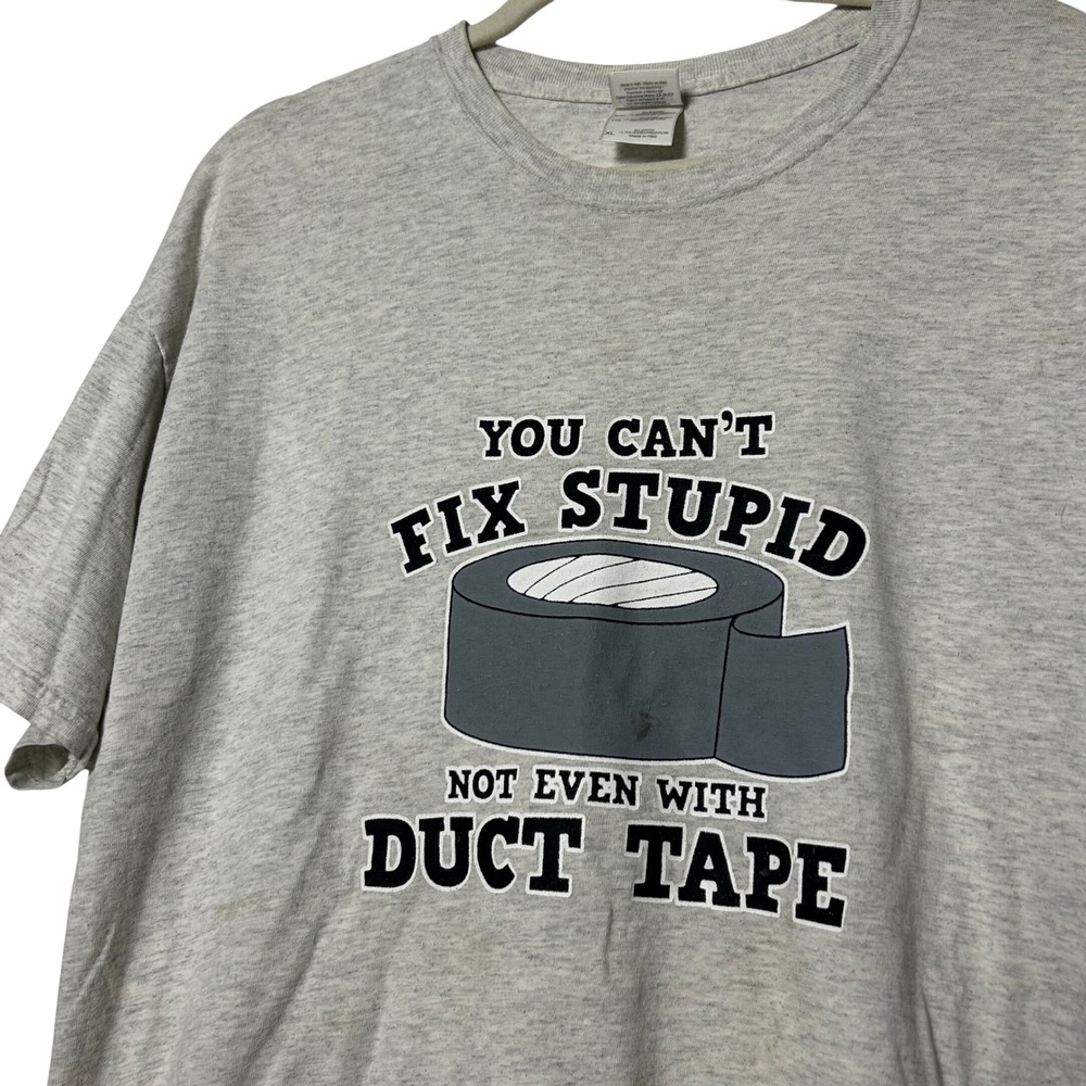 vtg You Cant Fix Stupid Not Even With Duct Tape‎ grandpa graphic tee
